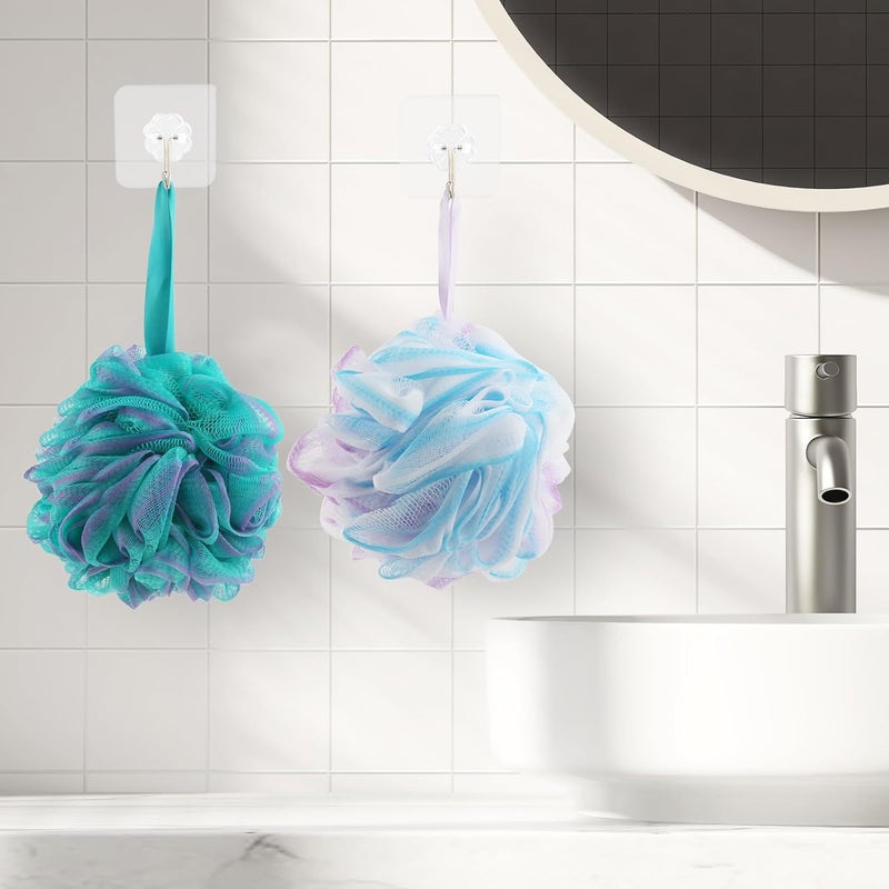 F-U Store Loofah Sponge Shower Loofahs 60g Bath Sponges Mesh Balls 4 Colors for Body Scrubber Exfoliator Wash Back Scrubbers Bathroom Men Women - 4 Pack Cleaning Bathing Accessories - Image 5